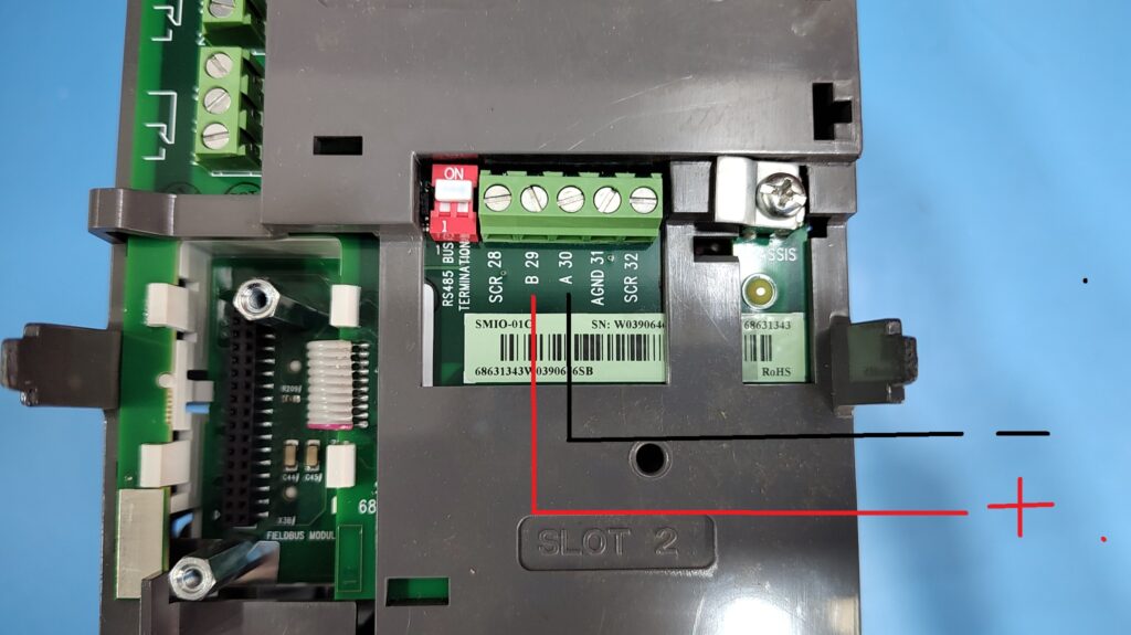 ABB acs550 drive modbus RS485 terminal