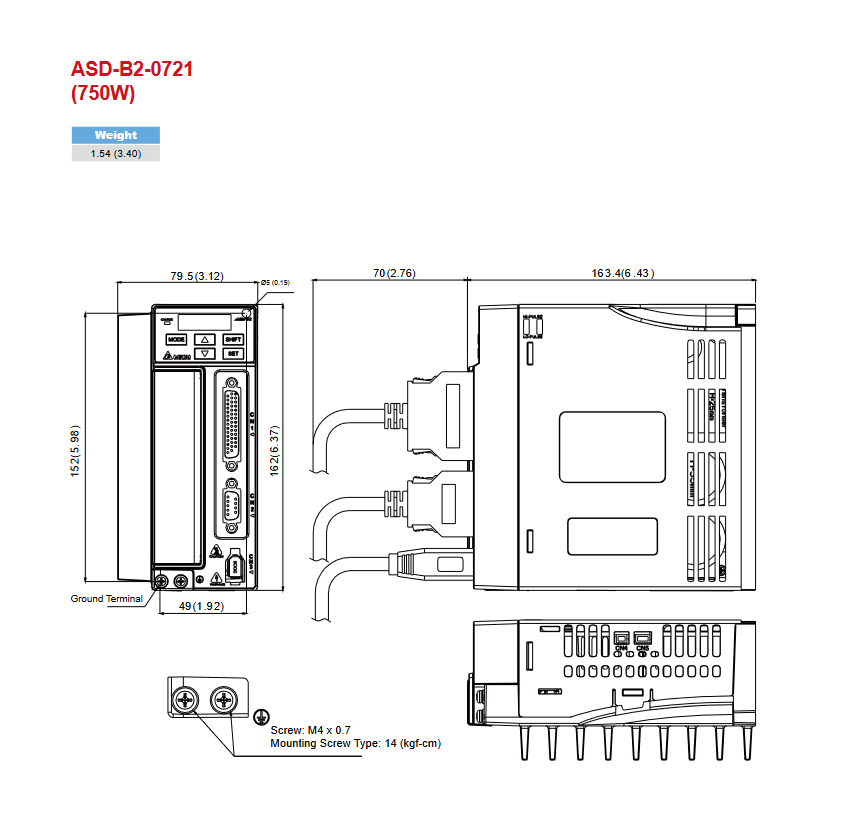 Delta ASDA-B2 Series Servo Drive Dimension Details - Click2Electro