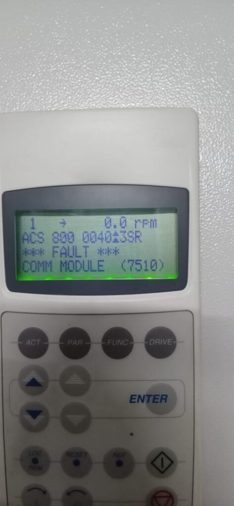 7510 COMMUNICATION MODULE fault in ABB ACS800 drive
