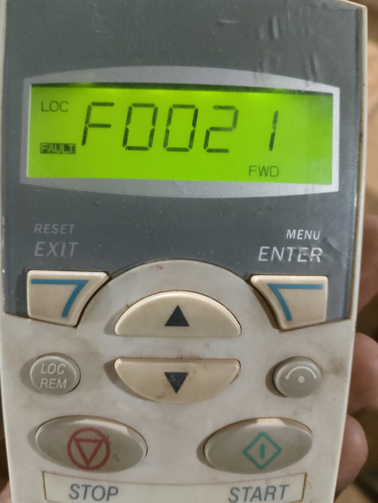 this image show fault in abb acs355 drive