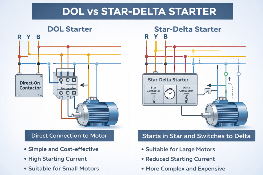 Difference Between Dol And Star Delta Starter Click2Electro 