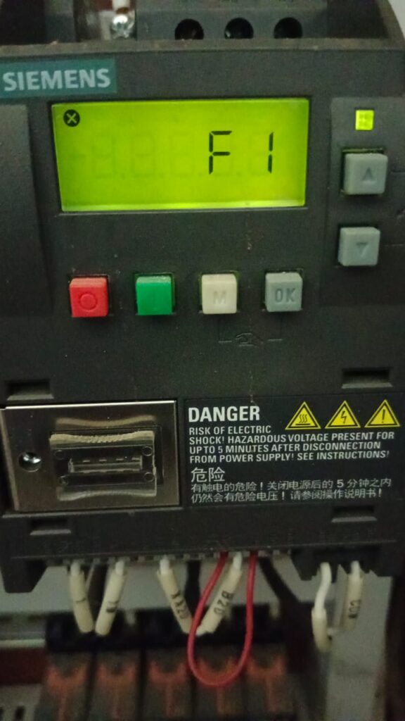 Siemens SINAMICS V20 Fault F1 (Overcurrent)