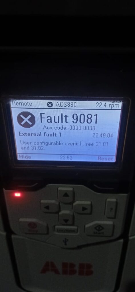 ABB ACS880 Fault 9081 External Fault 1