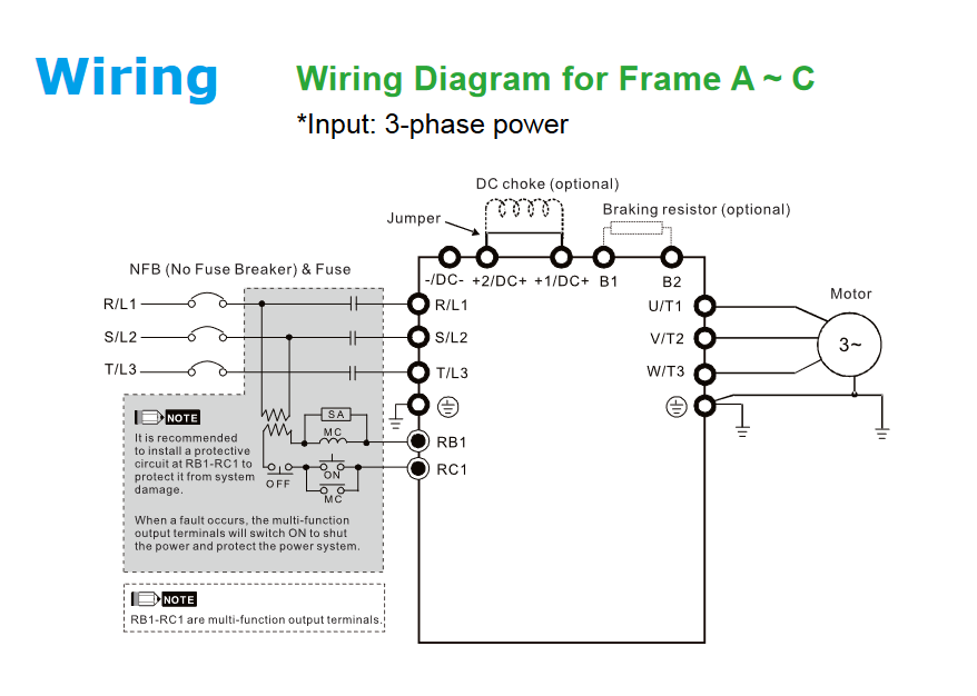 Delta C2000 VFD power Wiring 
